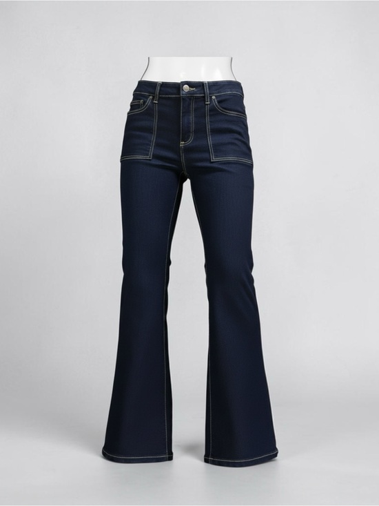 Michael Kors Denim - Michael Kors Dark Wash High Rise Flare Jeans Front Patch Pockets Size 8
